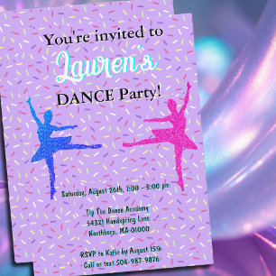 Lavender Glitzer Ballerina Tanz Party Einladung