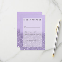 Lavender Glitzer Moderne Hochzeit RSVP Karte