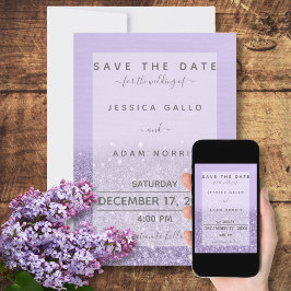 Lavender Glitzer Moderne Hochzeit Save The Date