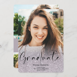 Lavender Glitzer ombre script 4 Foto Abschluss Ankündigung