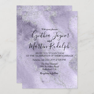 Lavender Glitzer Watercolor Einladung zur Hochzeit