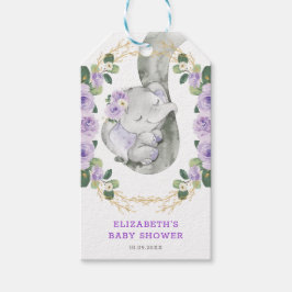Lavender Gold Blumengrün Elephant Baby Dusche Geschenkanhänger