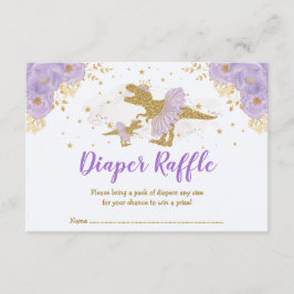 Lavender Gold Dinosaur Ballerina Diaper Raffle Begleitkarte