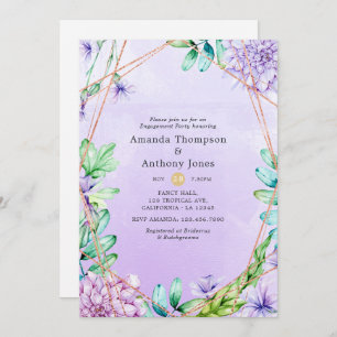 Lavender & Gold Floral Geometric Engagement Party Einladung