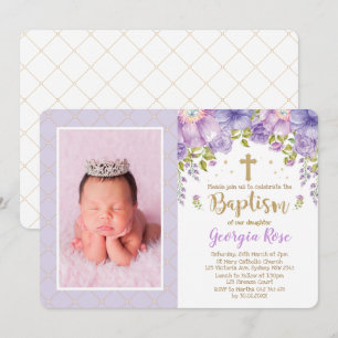 Lavender Gold Floral / Girl Taufe Christening Einladung