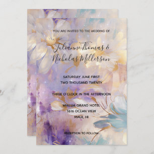 Lavender Gold Glam Floral Wedding Einladung