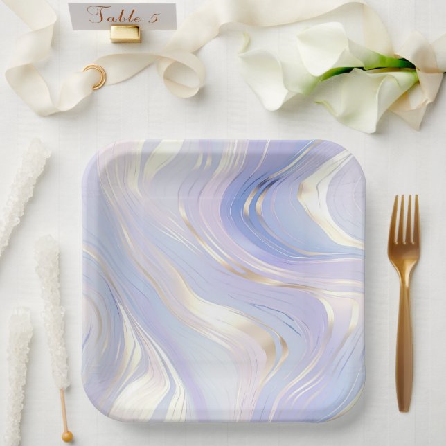 Lavender Gold Glam Wedding Pappteller (Hochzeit)