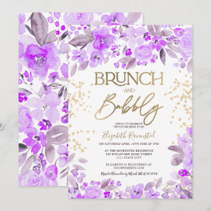 Lavender Gold Glitzer Blumenzauber Brautparty Einladung