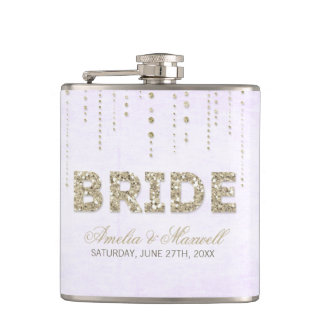 Lavender & Gold Glitzer Look Bridge Flachmann