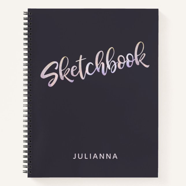 Lavender Gold Glitzer Personalisiert Sketchbook Notizbuch (Vorderseite)