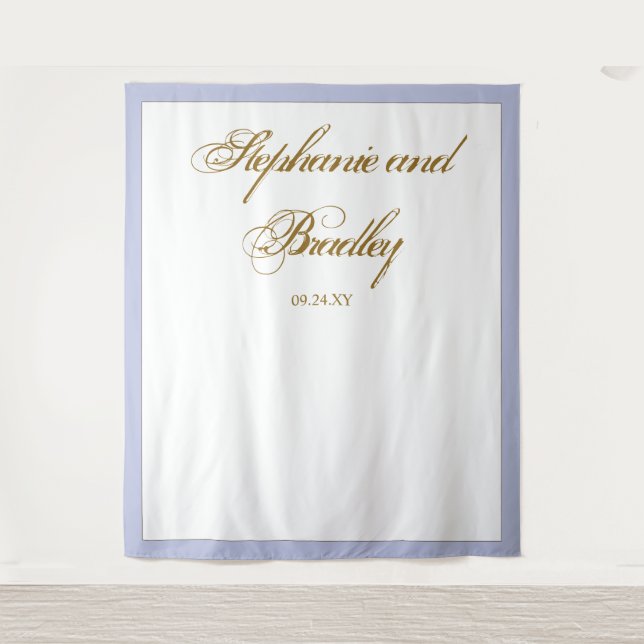 Lavender Gold Minimalistische Elegante Hochzeitsku Wandteppich (Vorderseite)