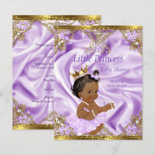 Lavender Gold Princess Baby Dusche Ethnic Girl Einladung