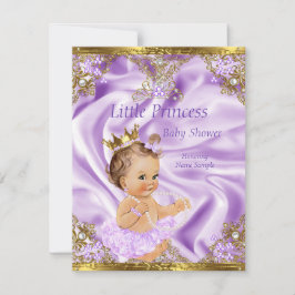 Lavender Gold Princess Baby Shower Brünett Girl Einladung