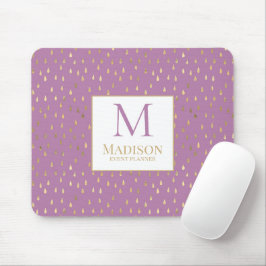 Lavender Gold Raindrop Modern Trendy Monogram Mousepad