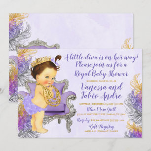 Lavender Gold Silver Watercolor Baby Dusche Einladung
