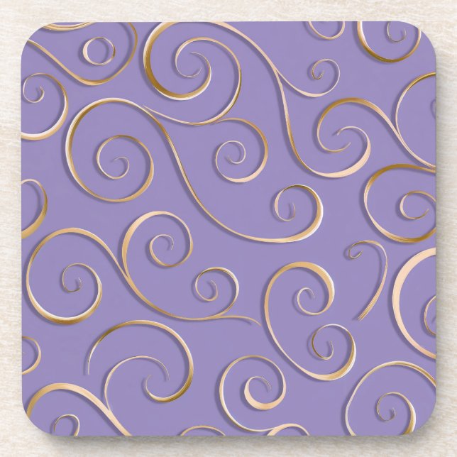 Lavender Gold Swirl Coaster Set Getränkeuntersetzer (Vorderseite)