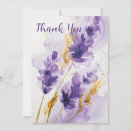Lavender Golden Watercolor Floral Danke Karte