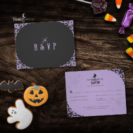 Lavender-Gothic-Hexen-Halloween-RSVP-Karte RSVP Karte
