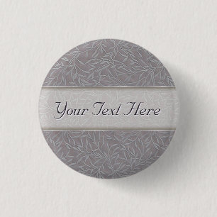 Lavender Gray Embossed Leaf Vines Button