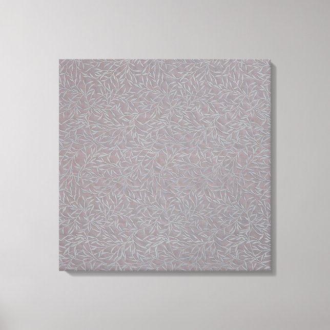 Lavender Gray Embossed Leaf Vines Leinwanddruck (Vorderseite)