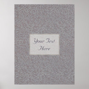 Lavender Gray Embossed Leaf Vines Poster