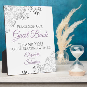Lavender & Gray Frills Sign Our Guest Book Wedding Fotoplatte