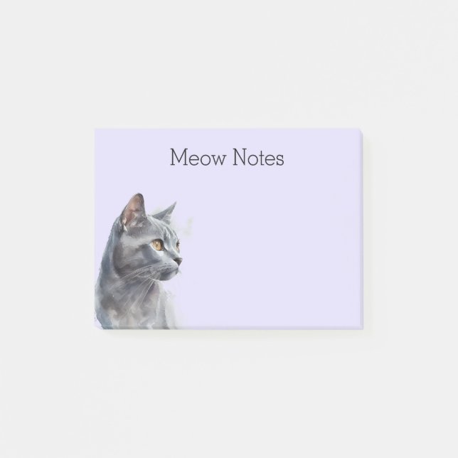 Lavender Gray Kitty Cat Post-it Klebezettel (Vorderseite)