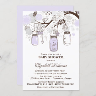 Lavender & Gray Mason Jars Kinderdusche Einladung