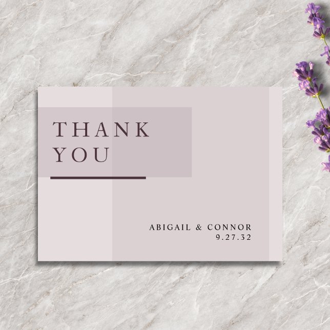 Lavender Gray Neutral Minimalistisch Wedding Dankeskarte (Von Creator hochgeladen)