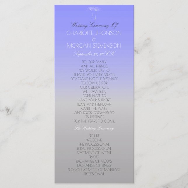 Lavender Gray Pastel Ombre Wedding Program Programm (Vorderseite)