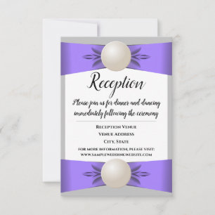 Lavender & Gray Pearl Ribbon Hochzeitsempfang Einladung