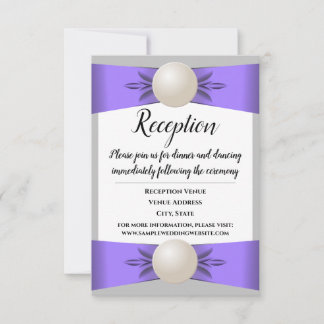 Lavender & Gray Pearl Ribbon Hochzeitsempfang Einladung