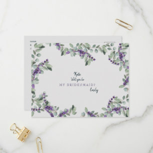 Lavender Gray Wedding wirst du meine Bridesmaid se Einladungspostkarte