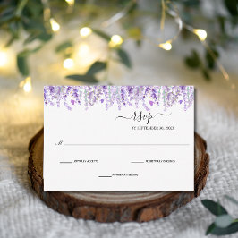 Lavender Greenery Floral Botanial Elegant Wedding RSVP Karte