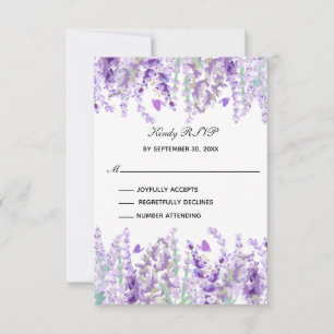Lavender Greenery Floral Wasserfarbene RSVP Karte