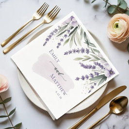 Lavender Greenery Floral Wedding Napkin Serviette