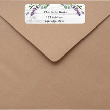 Lavender greenery white wood return address label