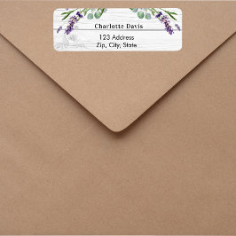 Lavender greenery white wood return address label