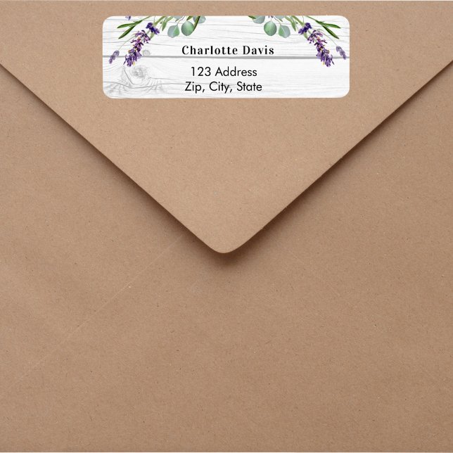 Lavender greenery white wood return address label (Von Creator hochgeladen)