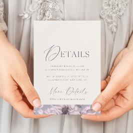 Lavender Grey Floral Wedding Details Card Einladung
