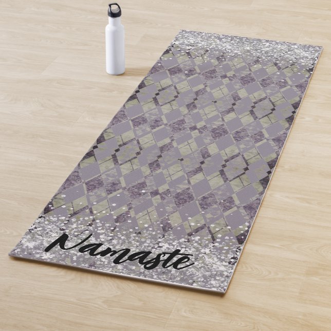 Lavender Grunge Harlequin Glitzer Namaste Custom Yogamatte (Beispiel)