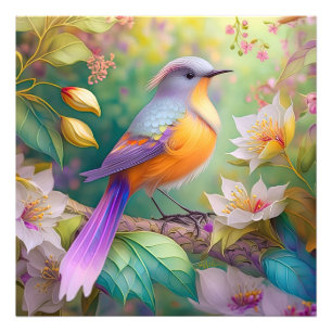 Lavender Headed Orange Breastase Fantasy Bird Fotodruck