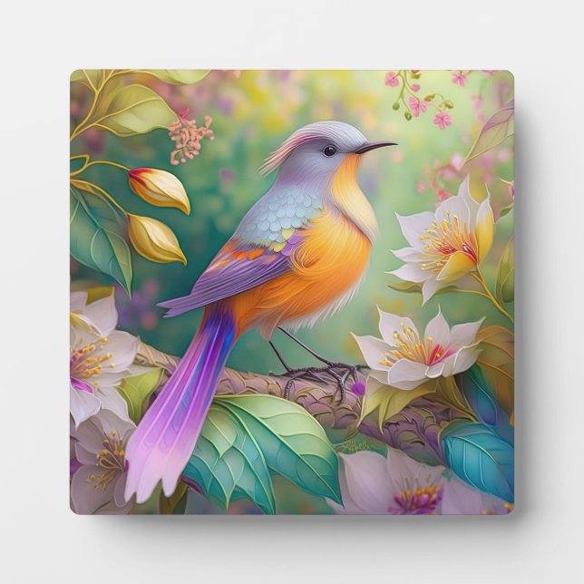 Lavender Headed Orange Breastase Fantasy Bird Fotoplatte (Vorderseite)