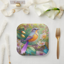 Lavender Headed Orange Breastase Fantasy Bird Pappteller