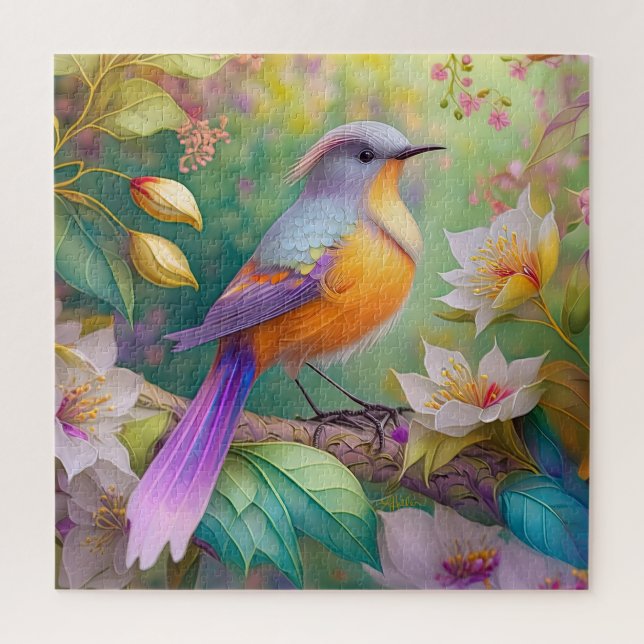 Lavender Headed Orange Breastase Fantasy Bird Puzzle (Vertikal)