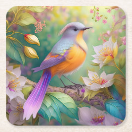 Lavender Headed Orange Breastase Fantasy Bird Rechteckiger Pappuntersetzer