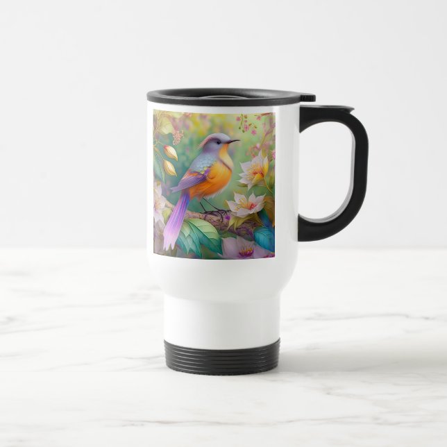 Lavender Headed Orange Breastase Fantasy Bird Reisebecher (Rechts)