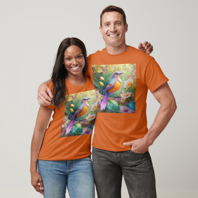 Lavender Headed Orange Breastase Fantasy Bird T-Shirt (Unisex)