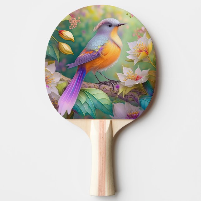 Lavender Headed Orange Breastase Fantasy Bird Tischtennis Schläger (Vorderseite)