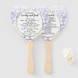 Lavender Heart Leaf Tree Wedding Program Fächer